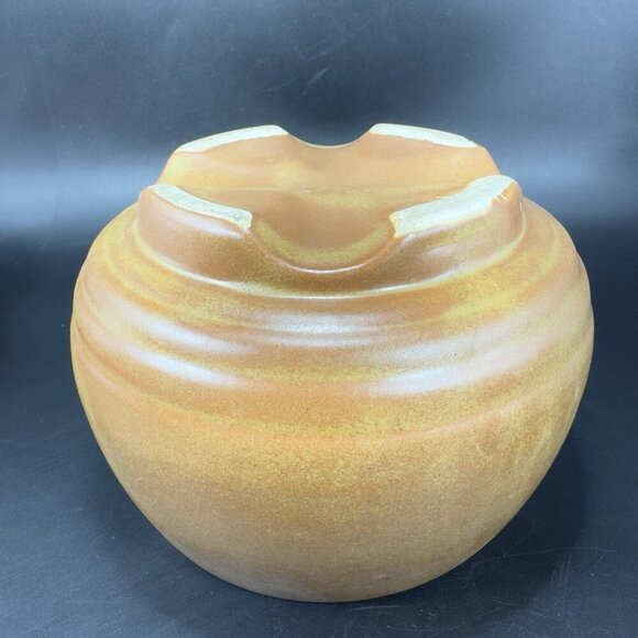 Vintage Footed Flower Pot Planter Bowl Pottery Brown Glaze MCM Decorative Decor - Picture 12 of 14